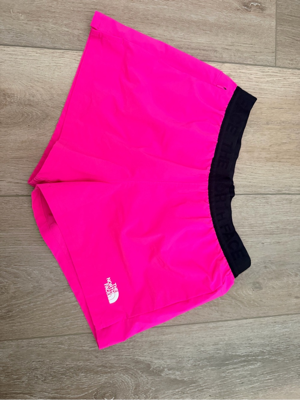 The North Face Neon Pink Athletic Running Shorts with Black Waistband